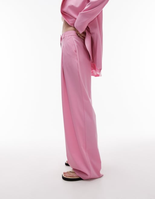 ASOS DESIGN wide leg tailored trouser in pink co ord, 2 of 5