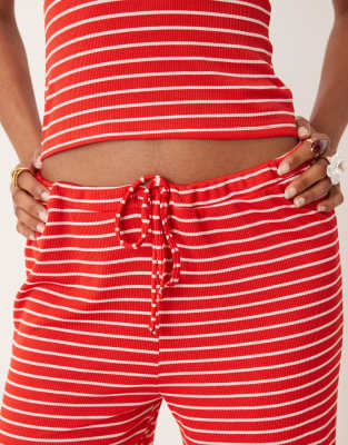 Asos Design Wide Leg Tie Front Pants In Red