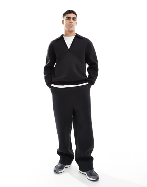ASOS DESIGN wide leg trackies in black (part of a set)