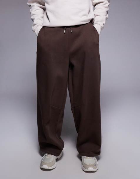 ASOS DESIGN wide leg trackies in brown - view 1