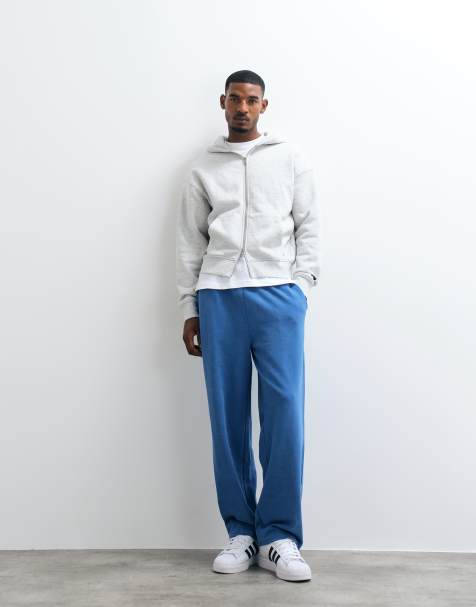 ASOS DESIGN wide leg trackies with acid wash in delft - view 1