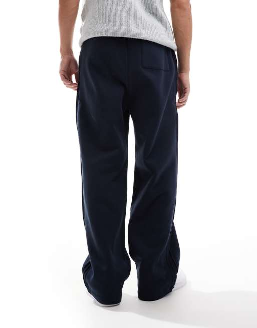 ASOS DESIGN wide leg trackies with pin tuck detail in navy, 4 of 5