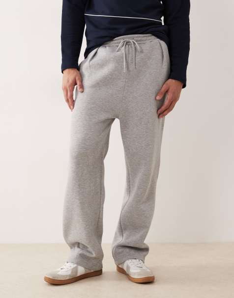 ASOS DESIGN wide leg trackies with pinched hem in grey marl - view 1