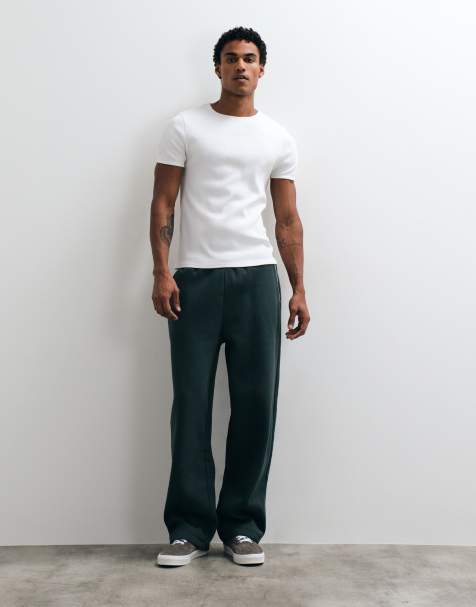 ASOS DESIGN wide leg trackies with piping in darkest spruce - view 1