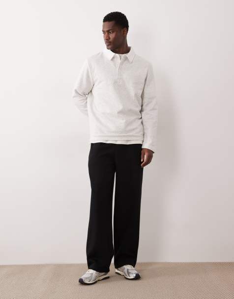 ASOS DESIGN wide leg trackies with pleats in black - view 1