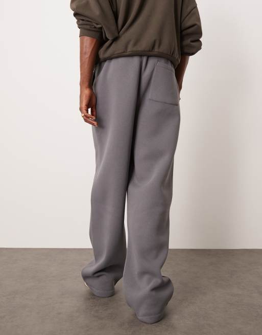 ASOS DESIGN wide leg trackies with pleats in dark grey | ASOS