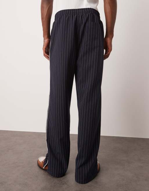ASOS DESIGN wide leg tracksuit bottoms in navy - part of a set