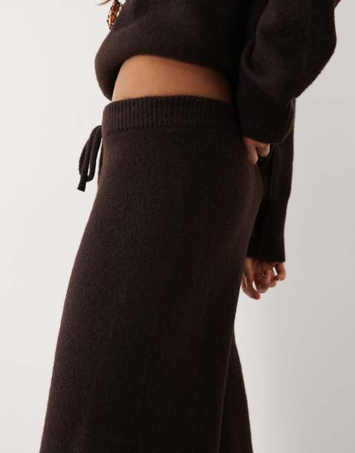 ASOS DESIGN wide leg trouser co-ord in chocolate, 3 of 5