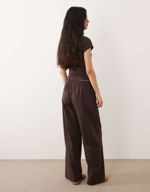 ASOS DESIGN wide leg trouser co-ord in chocolate, 4 of 5