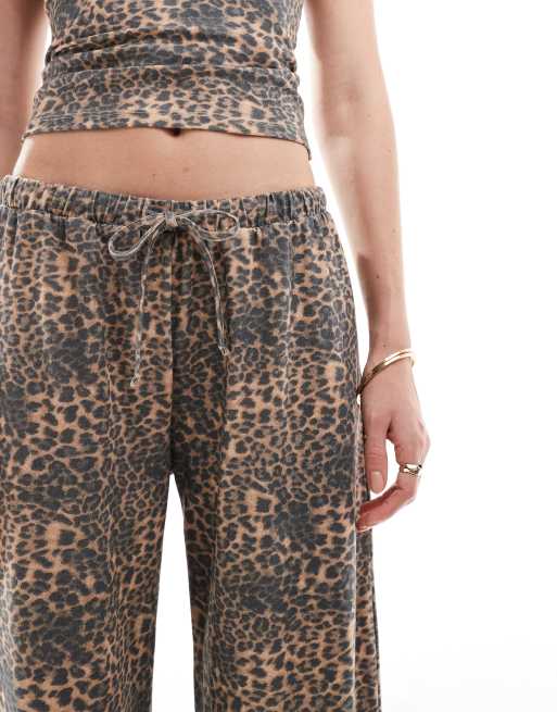 ASOS DESIGN wide leg trouser co ord in leopard print