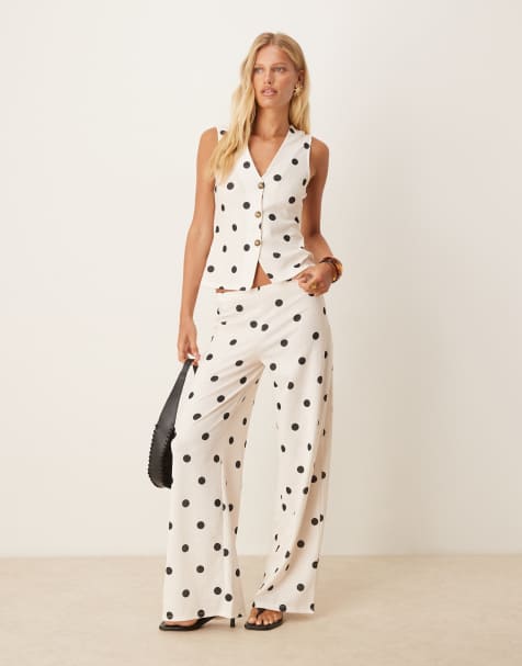 ASOS DESIGN  wide leg trouser co-ord in polka dot print - view 1