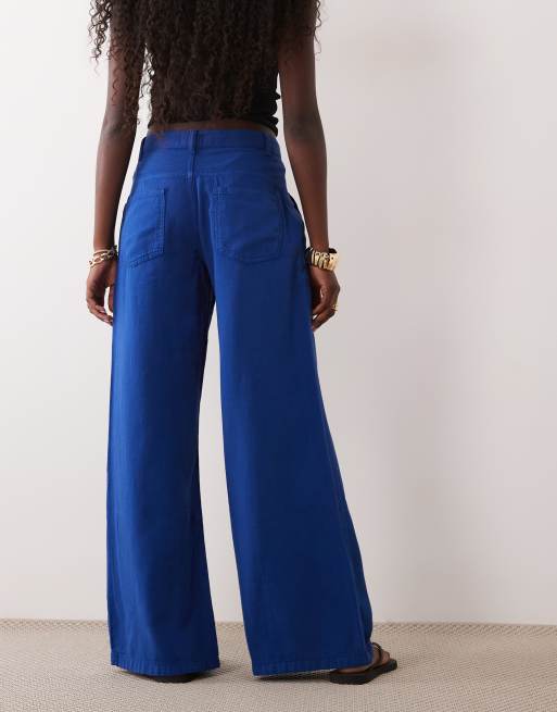 ASOS DESIGN wide leg trouser in cobalt, 2 of 5