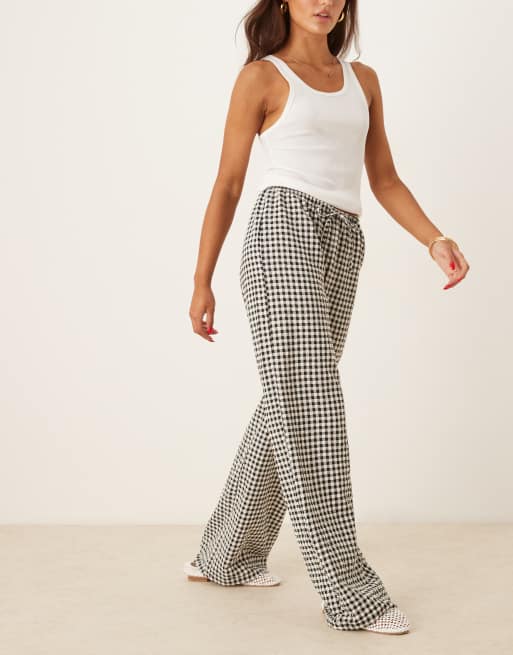 ASOS DESIGN wide leg trouser in gingham, 3 of 5