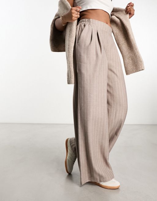 ASOS DESIGN wide leg elasticated waist suit trousers in grey