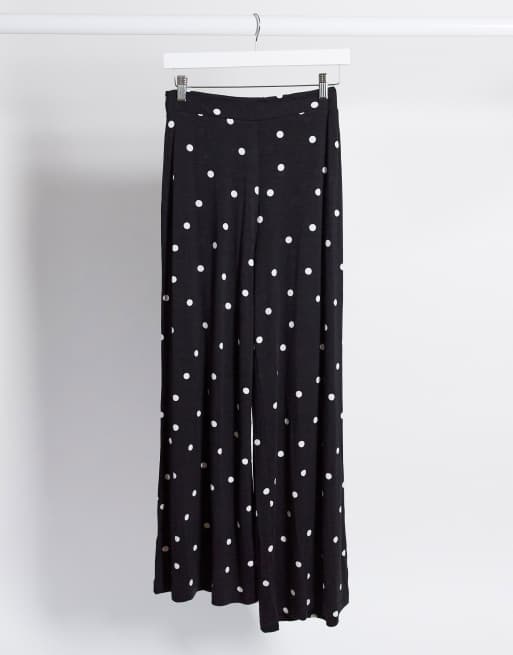 ASOS DESIGN wide leg trouser in mono spot print, 2 of 4