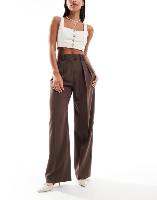 ASOS DESIGN wide leg trousers in brown | ASOS