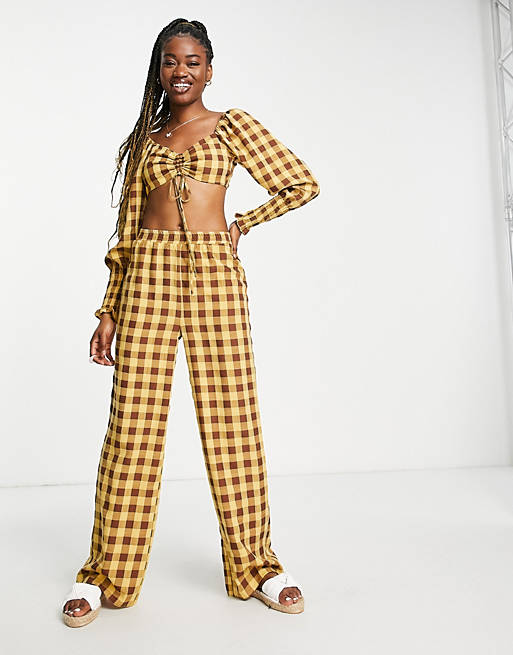 ASOS DESIGN wide leg trousers in check co-ord | ASOS