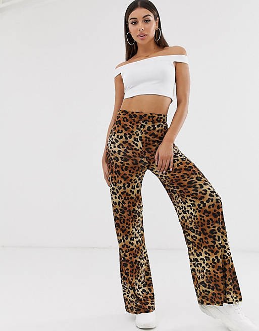 ASOS DESIGN wide leg trousers in leopard print | ASOS