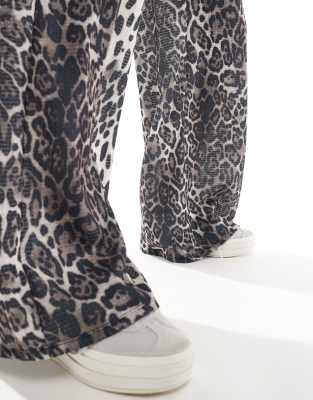Asos Design Wide Leg Trousers In Leopard Print-multi In Multi