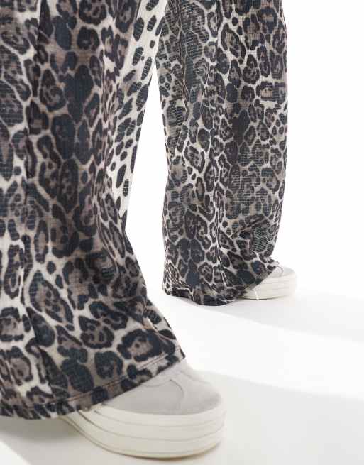 ASOS DESIGN wide leg trousers in leopard print | ASOS