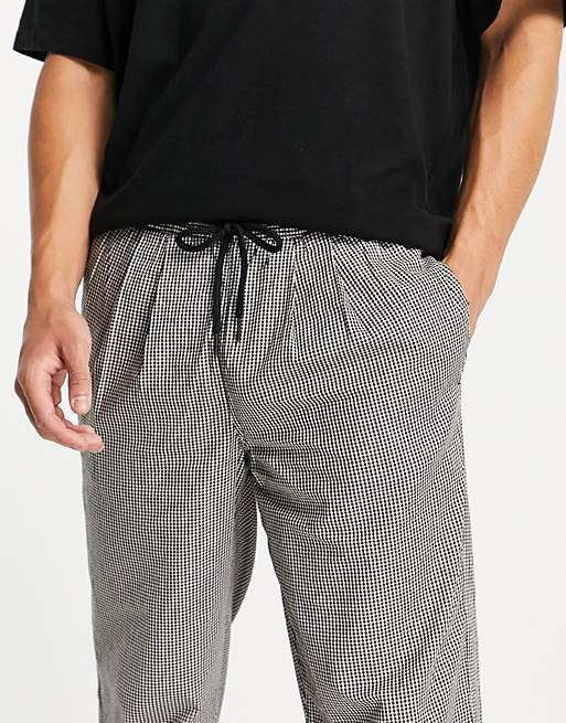  wide leg trousers in micro check 