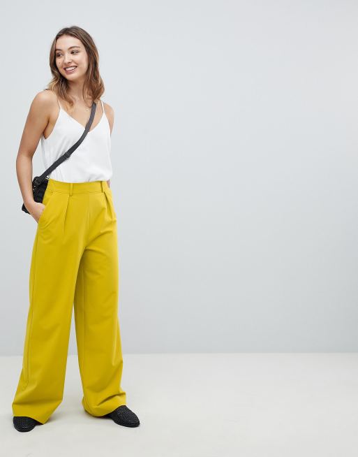 Asos design wide leg shop trousers with pleat detail