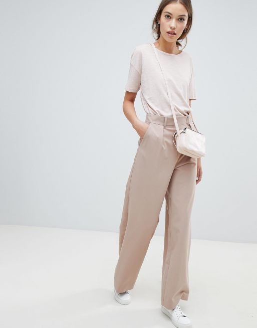 Asos design wide leg trousers with pleat clearance detail