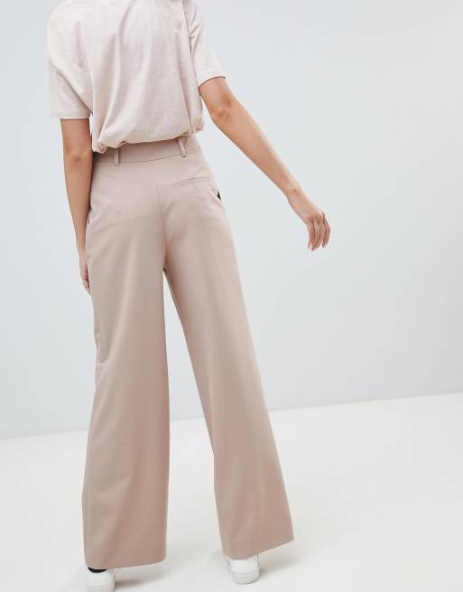 Asos design wide leg hot sale trousers with pleat detail