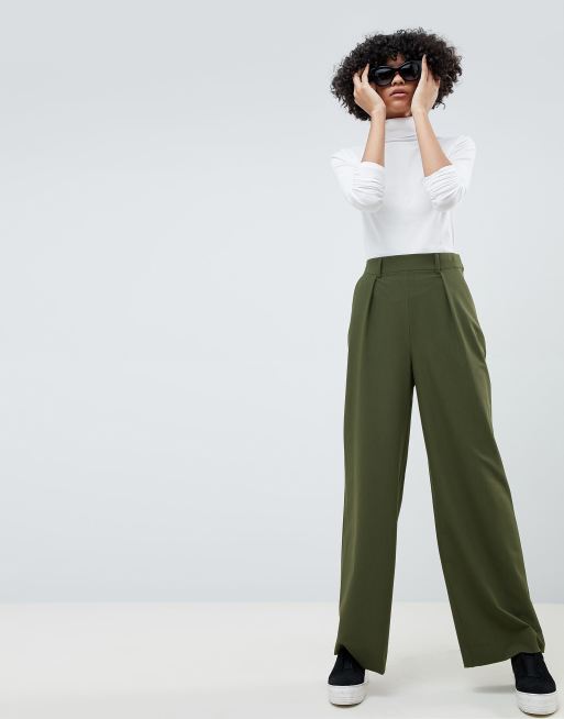 Asos design wide leg trousers with pleat on sale detail