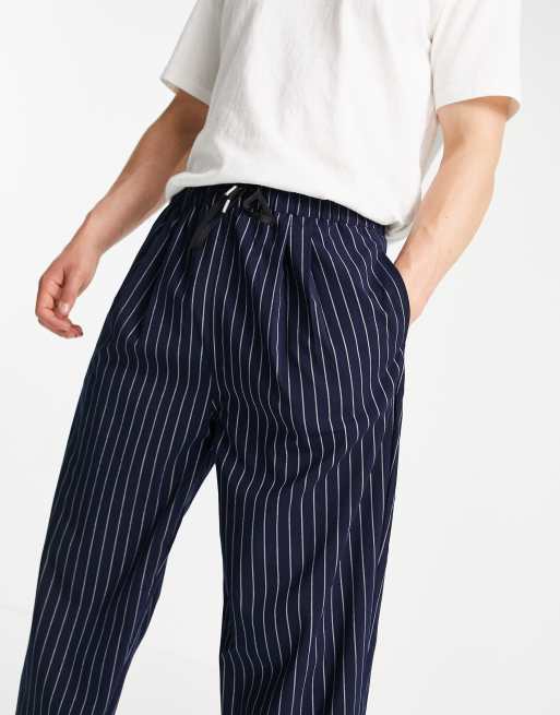 ASOS DESIGN striped wide leg trouser in light blue