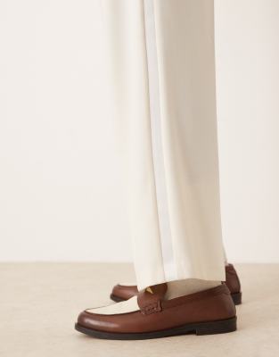 Asos Design Wide Leg Tuxedo Suit Pants In White