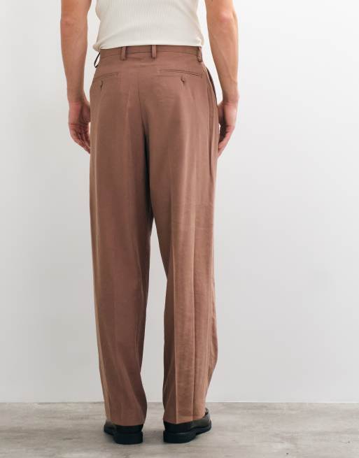 ASOS DESIGN wide leg tuxedo suit pants in dark pink, 5 of 5