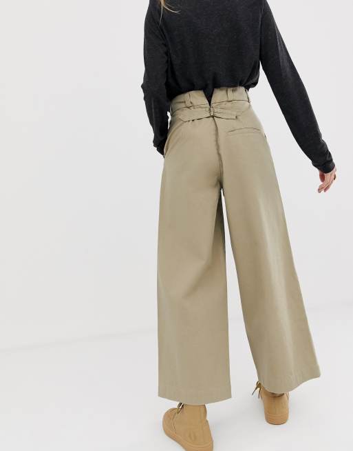 ASOS DESIGN wide leg twill trouser in awkward length