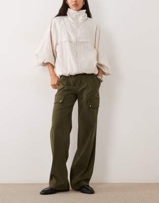 Asos Design Wide Leg Utility Cargo Trouser In Green