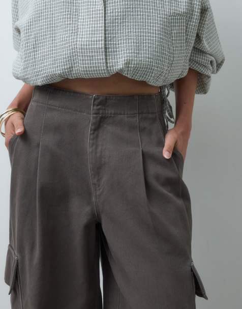 ASOS DESIGN wide leg utility pants in chocolate - view 1