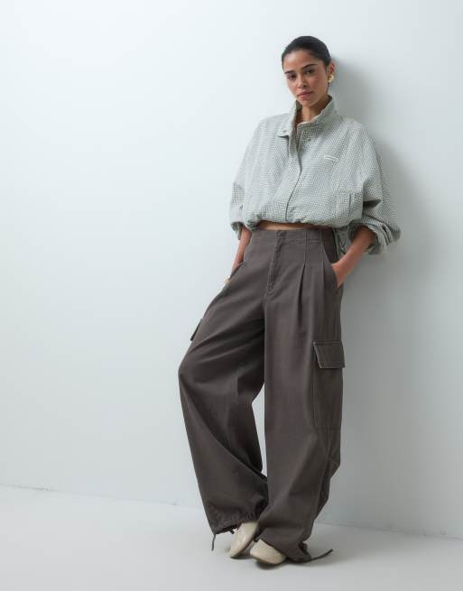 ASOS DESIGN wide leg utility trouser in chocolate, 4 of 5