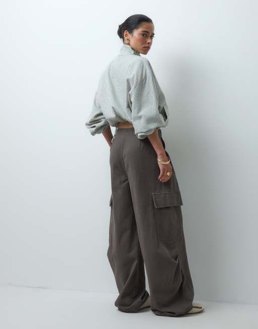 ASOS DESIGN wide leg utility trouser in chocolate, 5 of 5