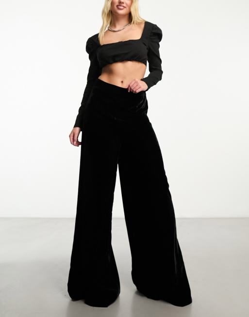 Wide Leg Velvet Trousers