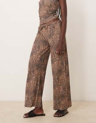Asos Design Wide Leg Waffle Pants
