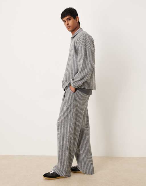 ASOS DESIGN wide leg wool look sweatpants in gray - part of a set, 3 of 5