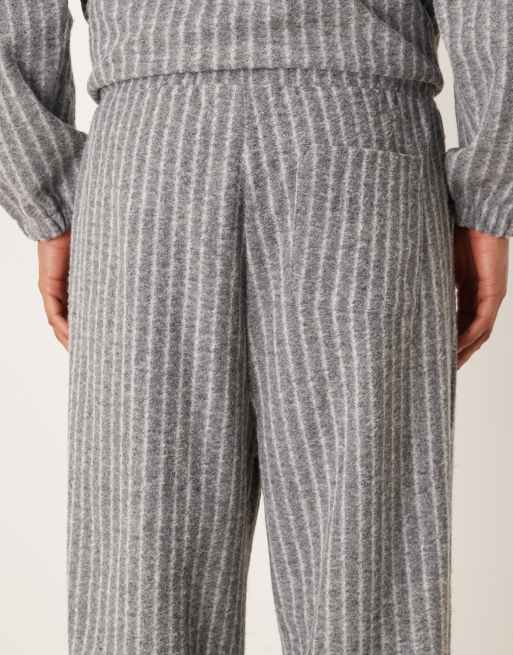 ASOS DESIGN wide leg wool look sweatpants in gray - part of a set, 4 of 5