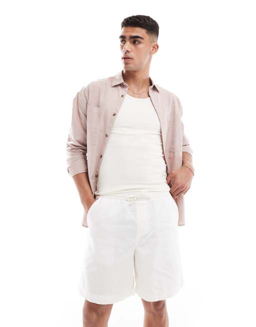 FhyzicsShops DESIGN wide linen shorts in white