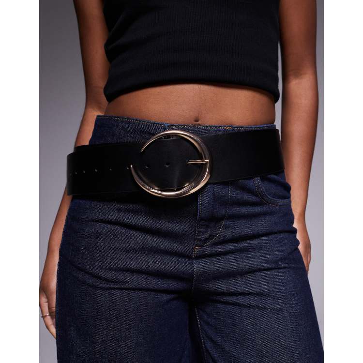 ASOS DESIGN wide low waist circle belt in black | ASOS display picture 1