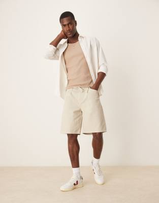 Asos Design Wide Mid Length Shorts With Front Tie