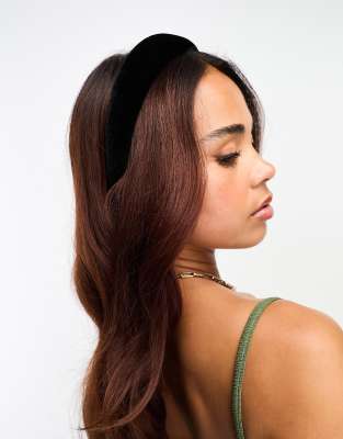 ASOS DESIGN wide padded headband in black velvet | ASOS