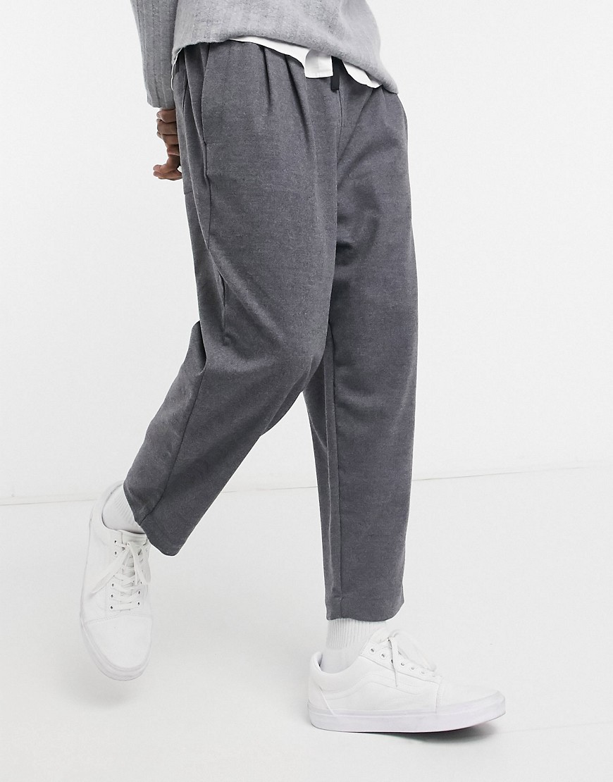 ASOS DESIGN wide pleated pants in gray-Grey