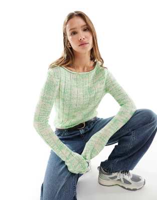 Asos Design Wide Rib Top In Space Dye-green