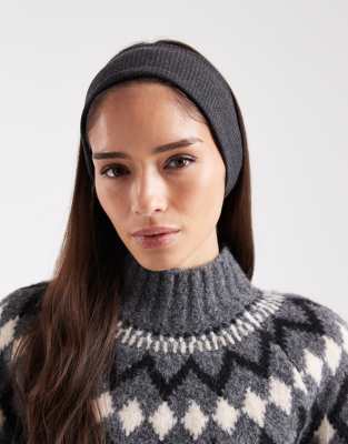 Asos Design Wide Ribbed Headband In Gray