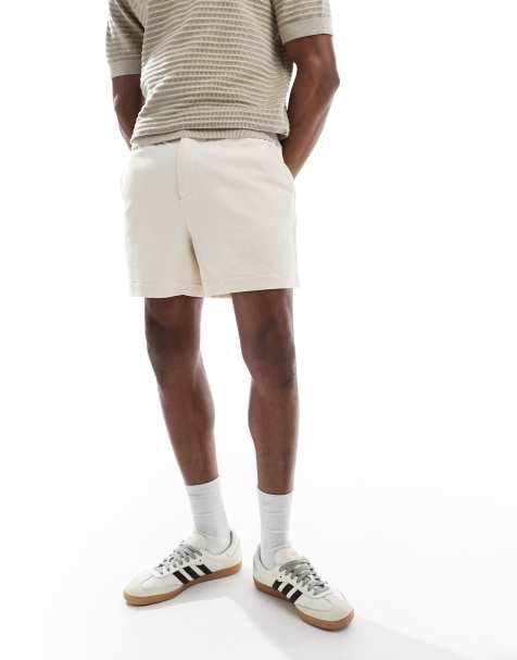 ASOS DESIGN wide shorter lengh textured shorts in ecru - view 1
