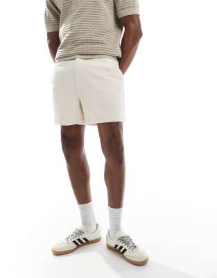 Asos Design Wide Shorter Length Textured Shorts